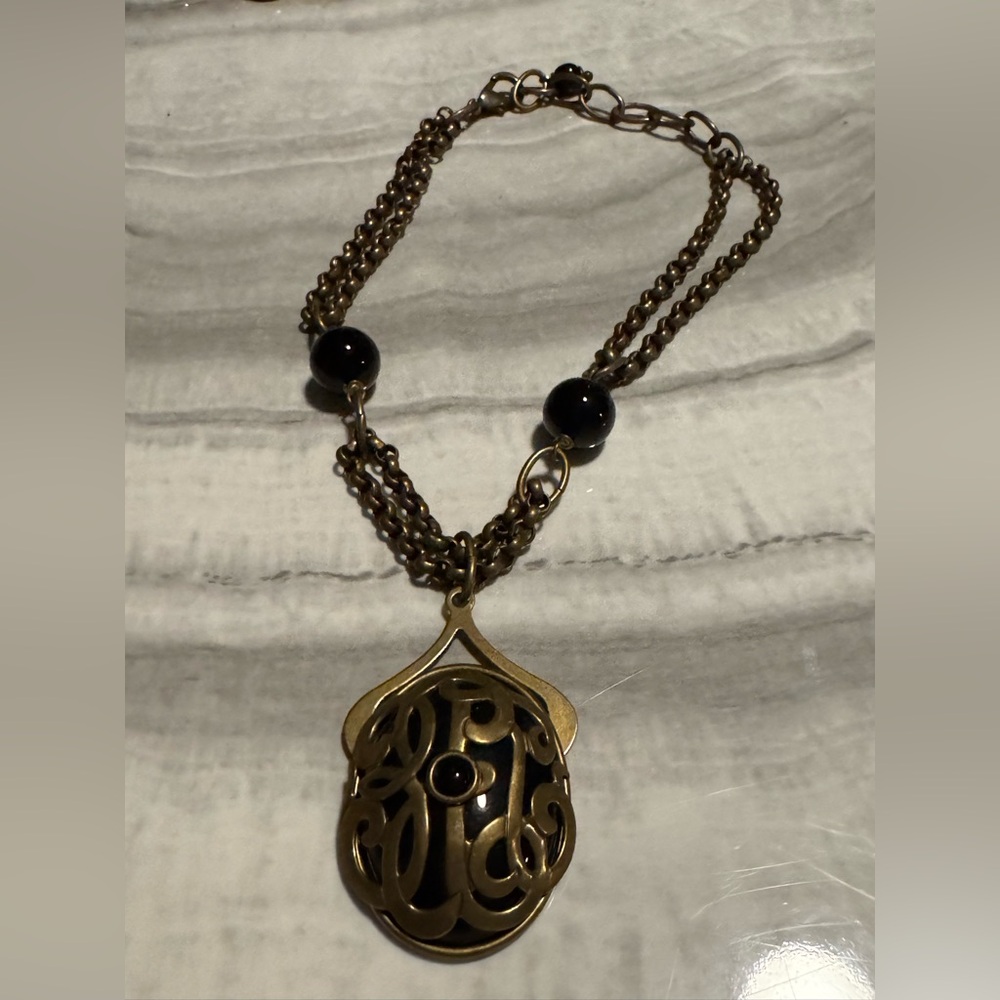 Jan Michaels San Francisco Brass & Black Stone Statement Pendant Necklace - Picture 3 of 7